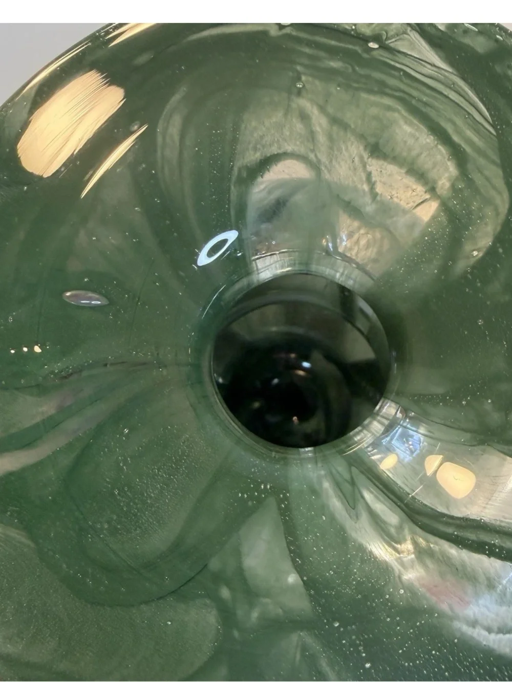 Anthropologie Swirl Glass Candleholder Vase Bolla Green Borosilicate 6” Bubbled